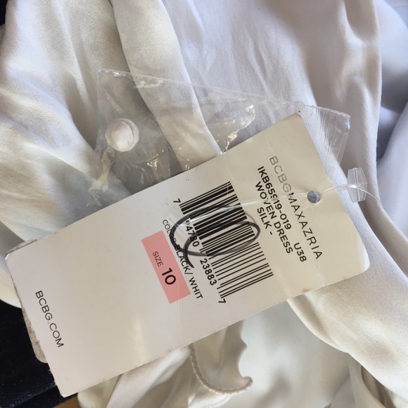 BCBG MaxAzria Silk Halter Dress White Black Sz 10 - Picture 6 of 8